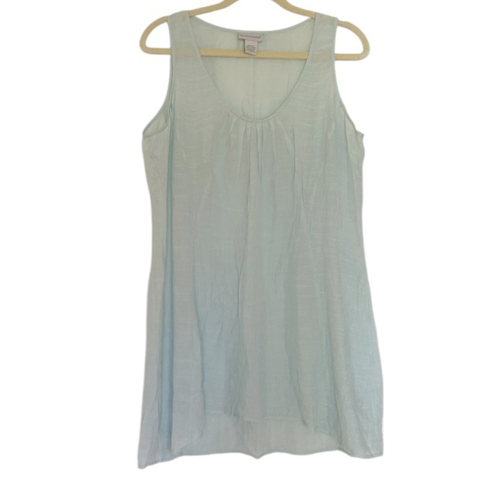 Soft Surroundings Baby Blue Lightweight Rayon Tunic Tank Top Large Style 25645